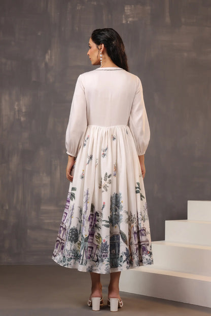Landscape Print Cotton Dress