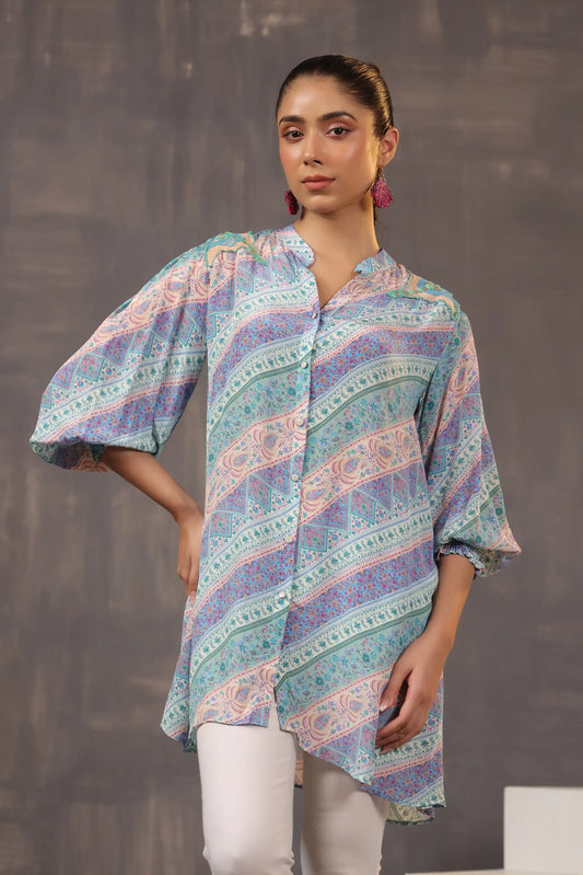 Printed Short Top with Light Embellish