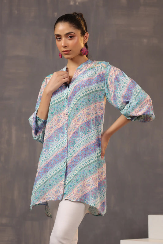 Printed Short Top with Light Embellish