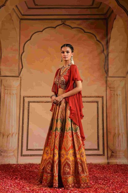 Printed Lehanga Jacket Set