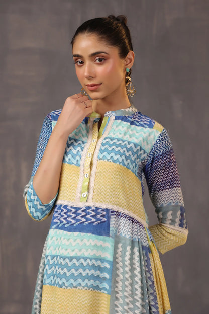 Abstract Collage Printed Dress