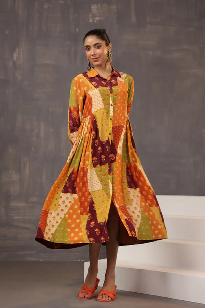 Knee Length Traditional Printed Dress