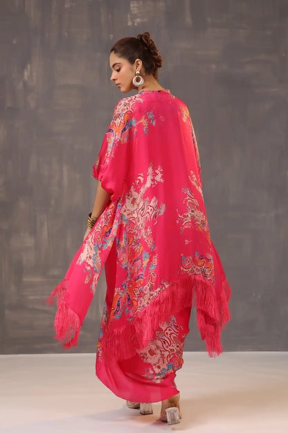 Printed Dhoti Pant with Printed Jacket and heavy Blouse