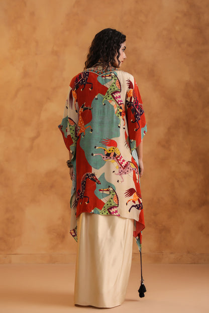 Multi Kaftan Dupatta Jacket Set