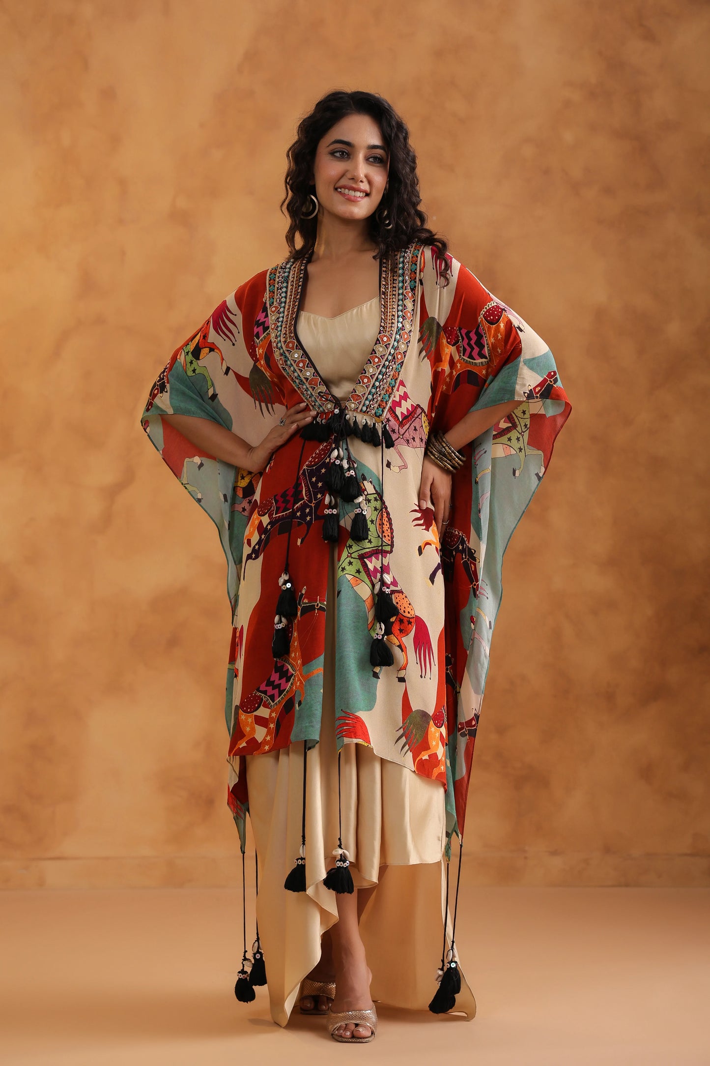 Multi Kaftan Dupatta Jacket Set