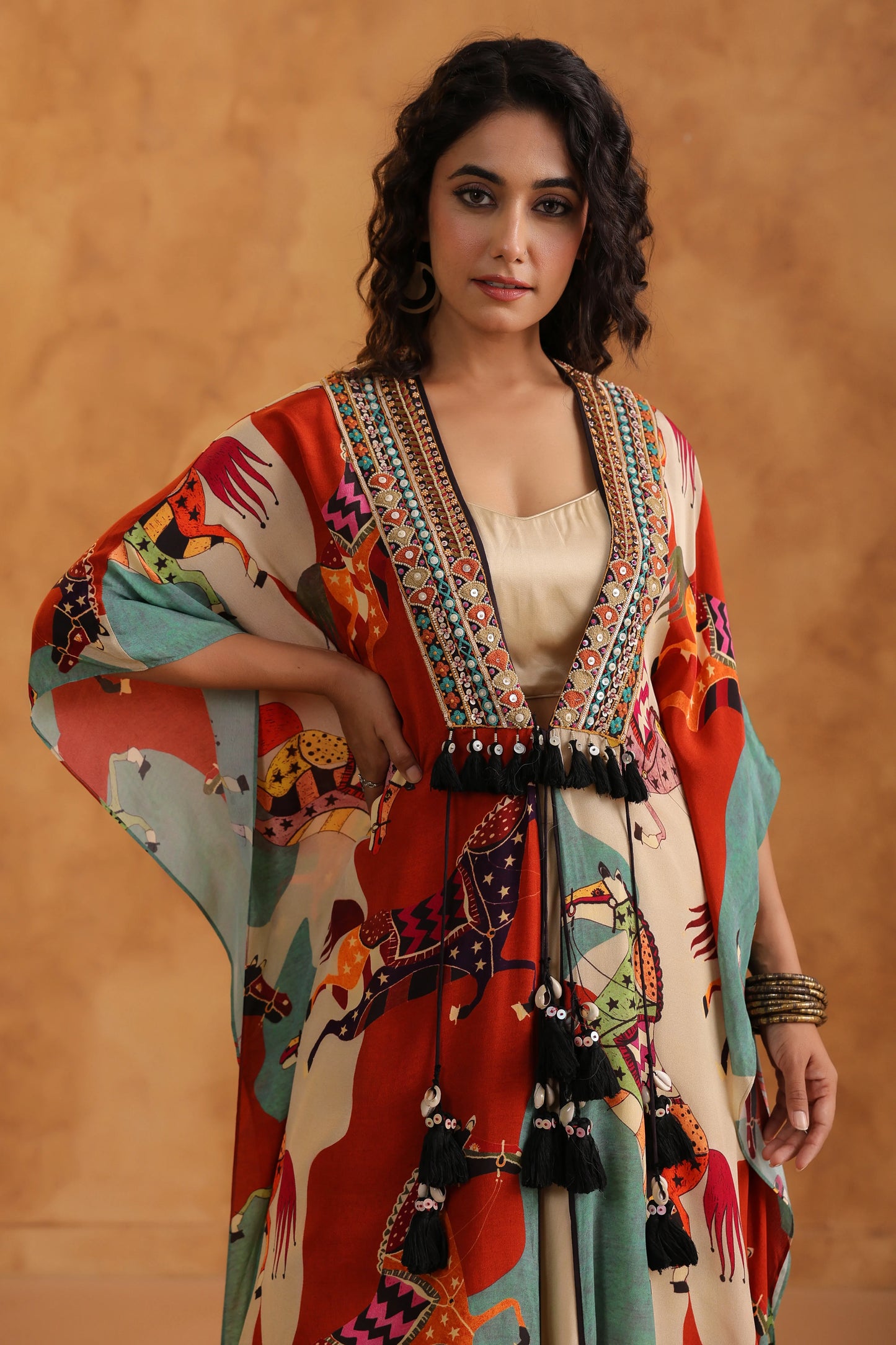 Multi Kaftan Dupatta Jacket Set