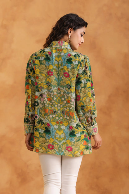 Printed Short Top with Lace work