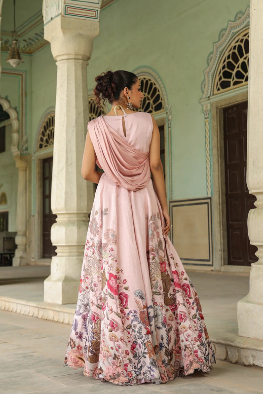Pink peache colour lehanga with stylist blouse