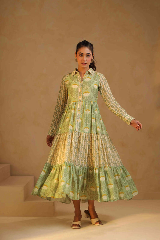 Linen Flayered Dress