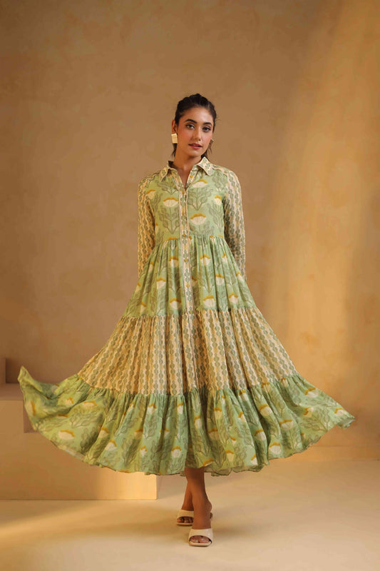 Linen Flayered Dress