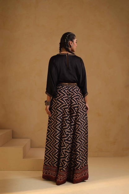 Abstact Palazzo with Cowl Top