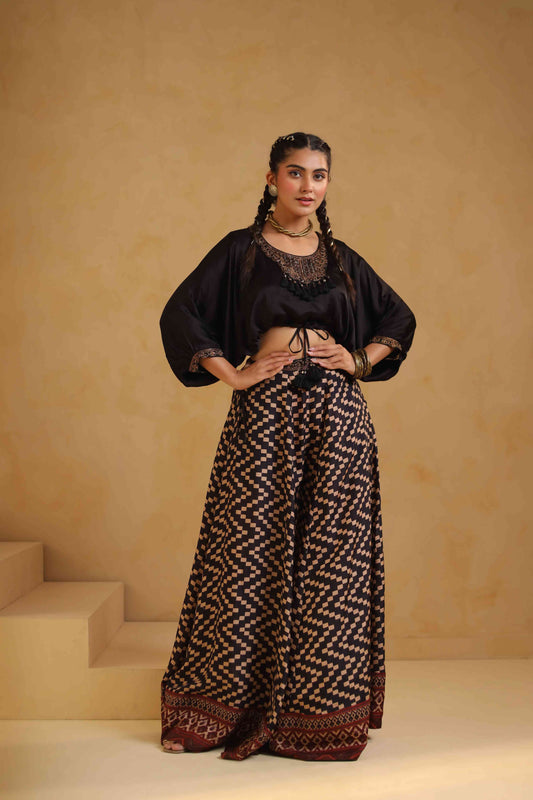 Abstact Palazzo with Cowl Top