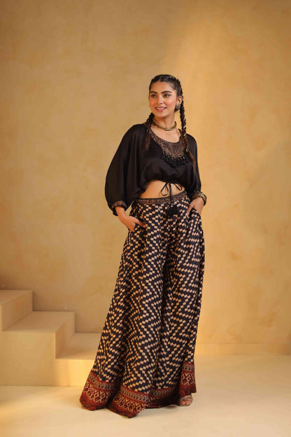 Abstact Palazzo with Cowl Top