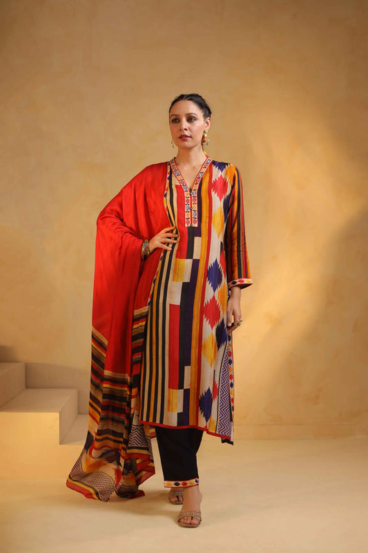 Abstact Print Suit Set