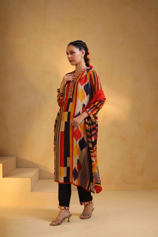 Abstact Print Suit Set