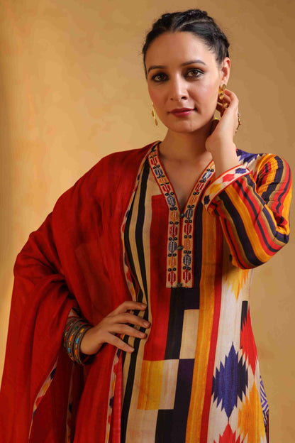 Abstact Print Suit Set