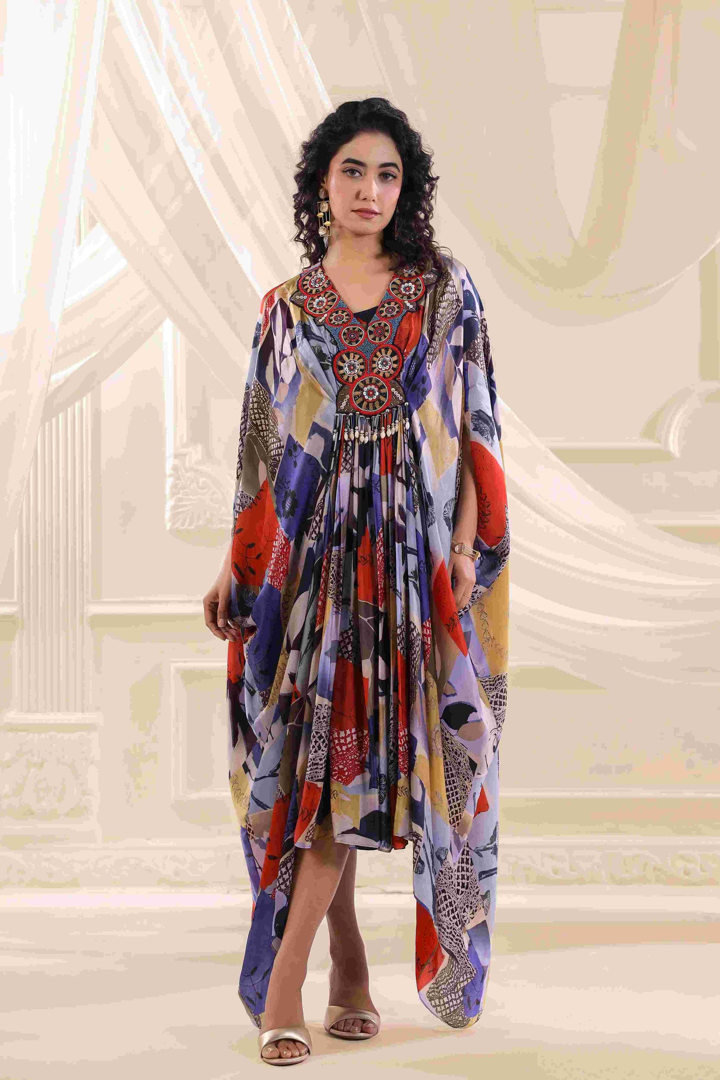 Long drape Set with neck emblished