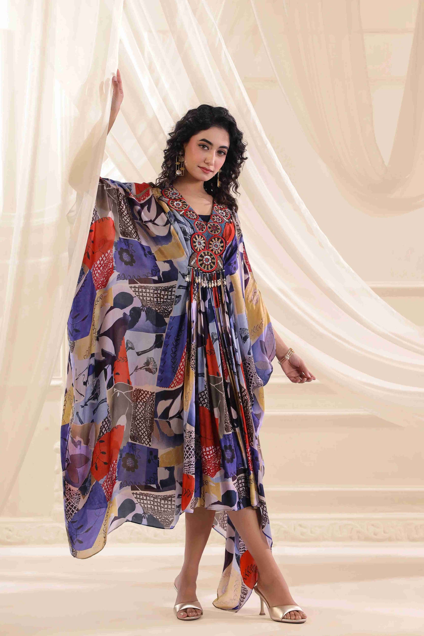 Long drape Set with neck emblished