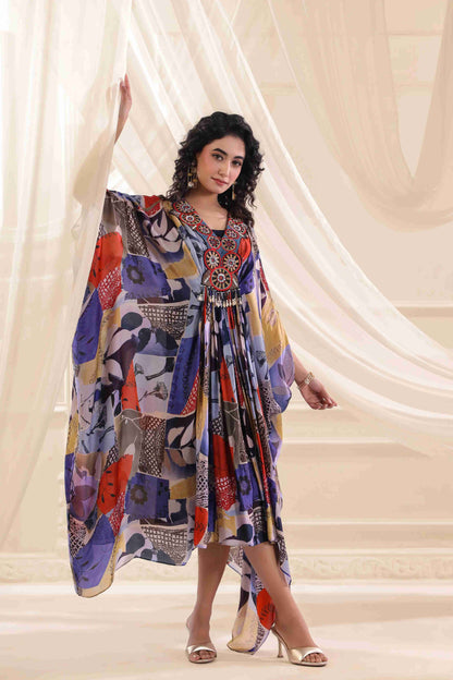 Long drape Set with neck emblished