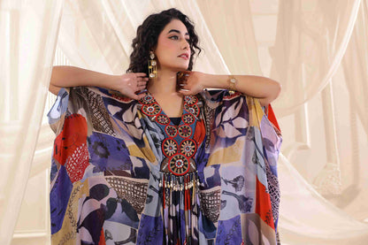 Long drape Set with neck emblished