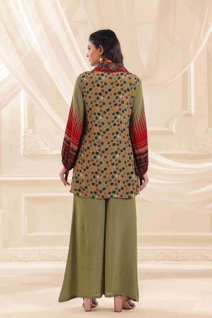 Printed Co-Ord Set with Embellished Neck