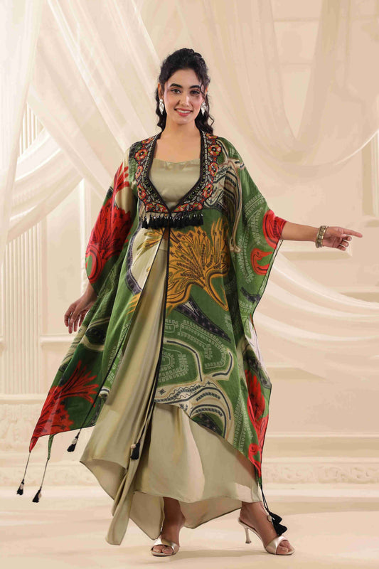 Multi Kaftan Dupatta Jacket Set