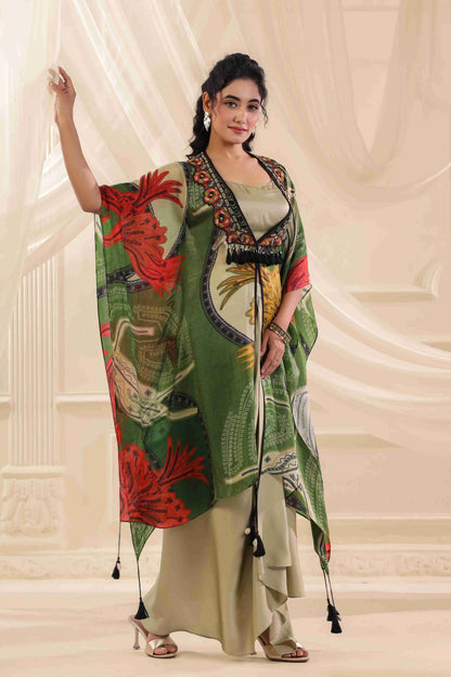 Multi Kaftan Dupatta Jacket Set