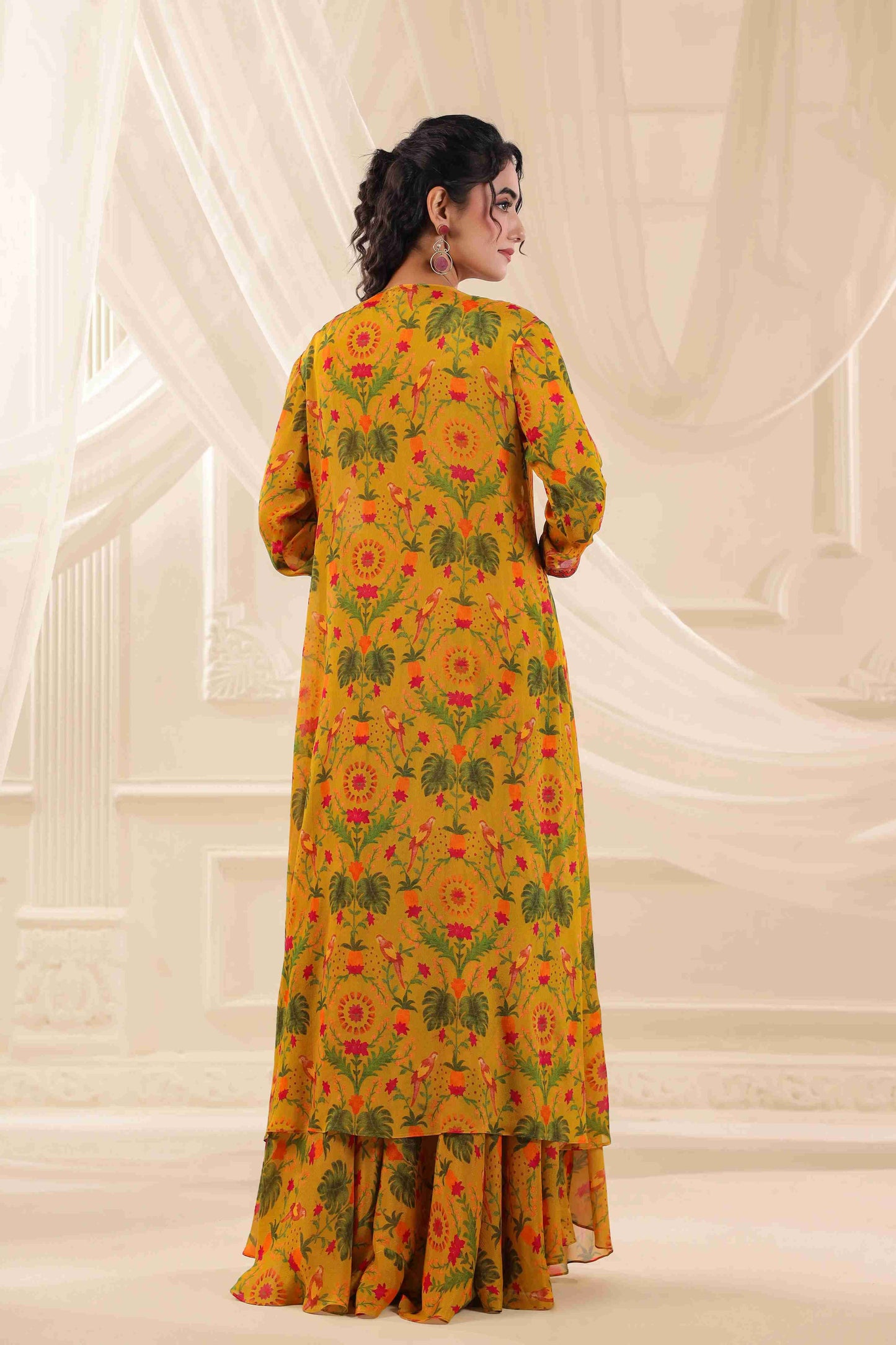 Flayered Pant with heavy Blouse and Jacket