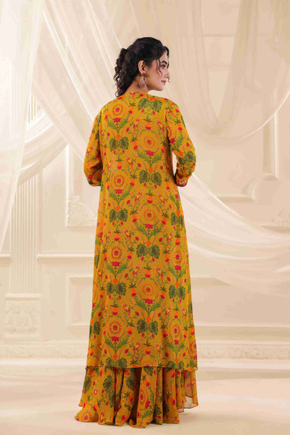 Flayered Pant with heavy Blouse and Jacket