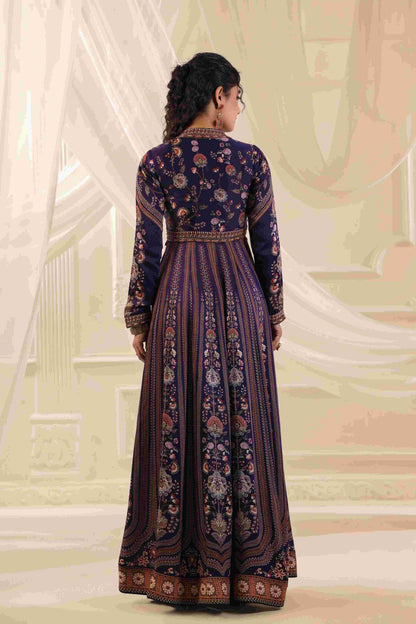 Printed Long Embellished Gown