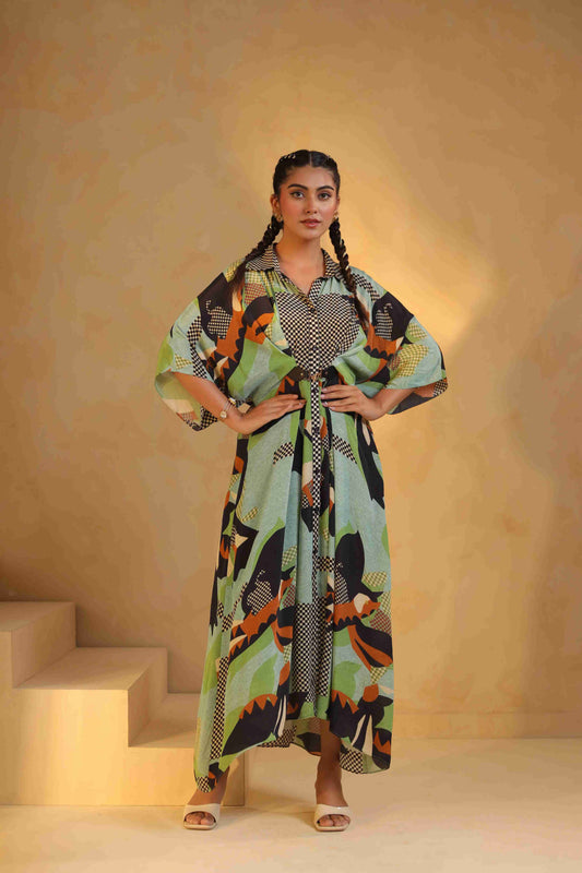 Printed Drape Dress