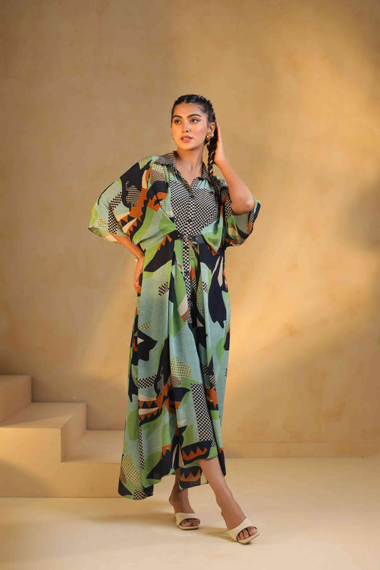 Printed Drape Dress