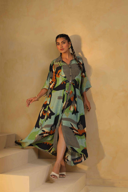 Printed Drape Dress