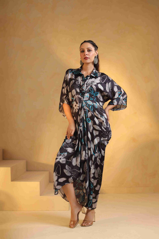 Printed Drape Dress