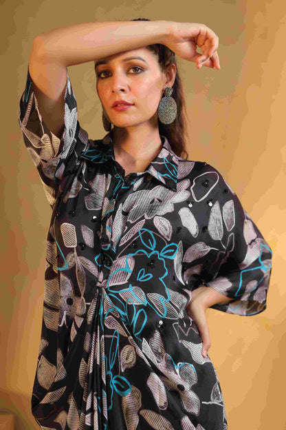 Printed Drape Dress