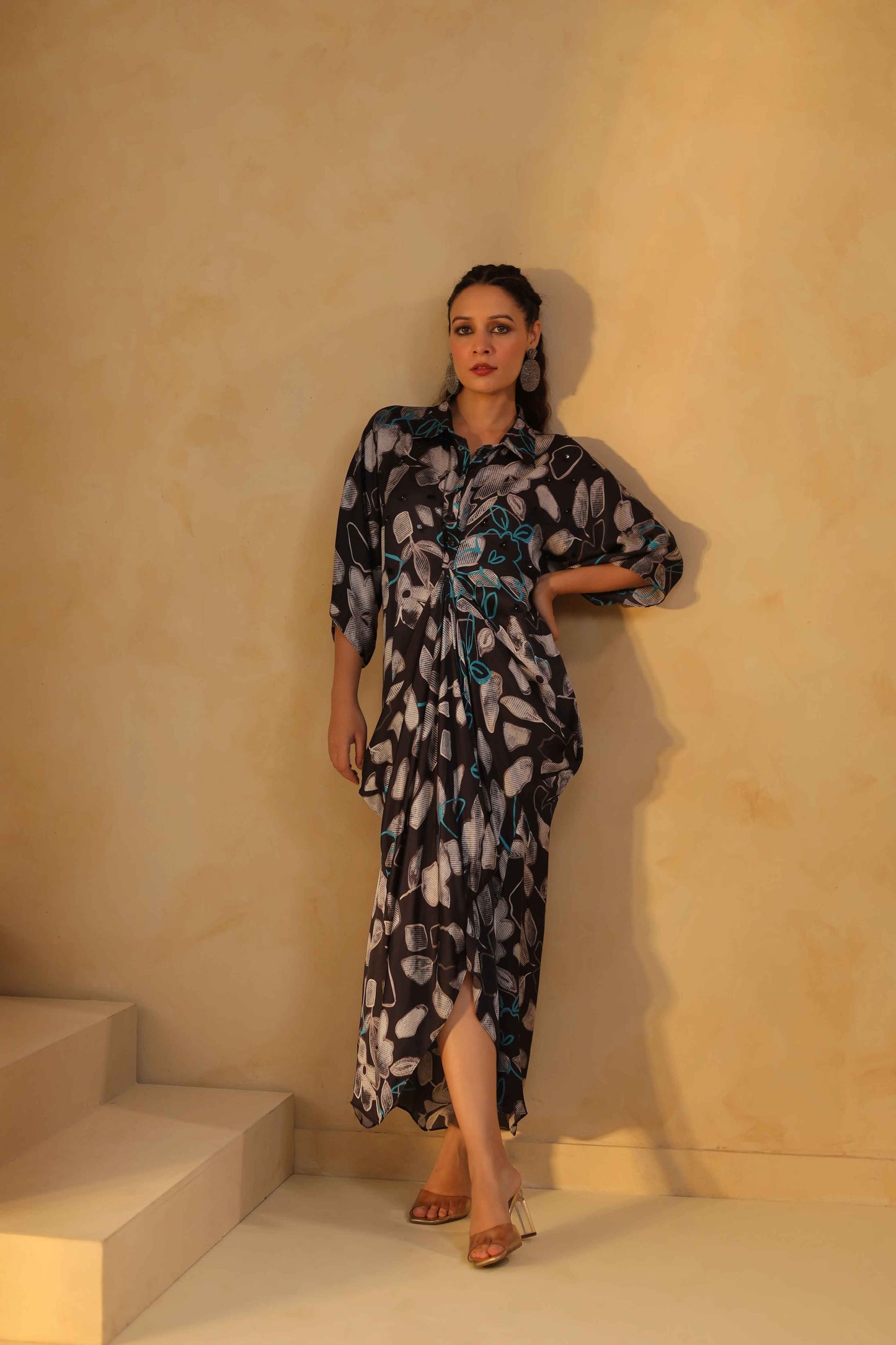 Printed Drape Dress
