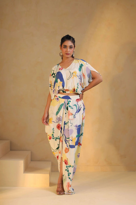 Dhoti with Cowl Top Set