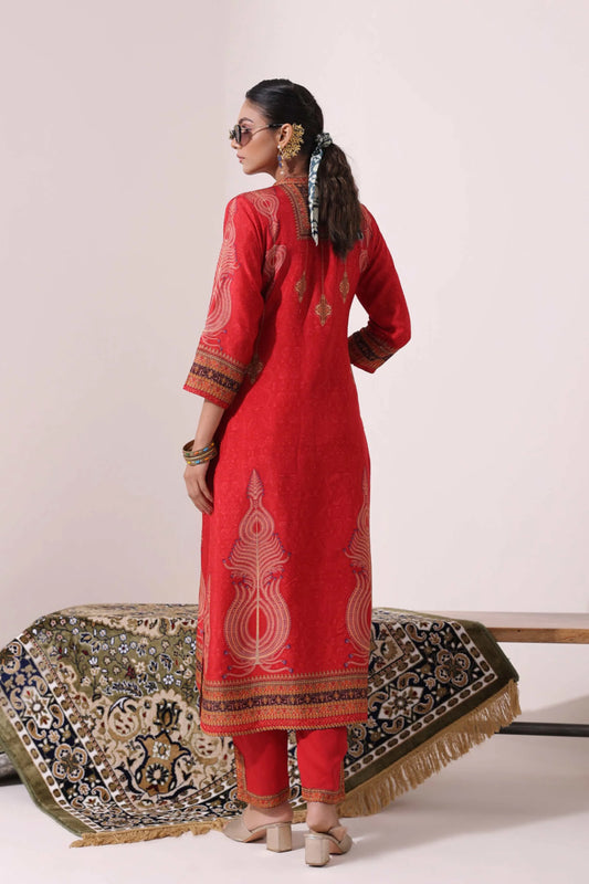 Red Colour Traditional Print Kurti