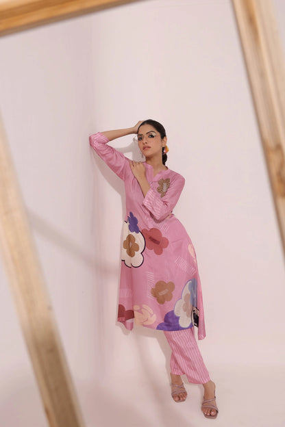 Fancy Cut Printed Kurti with Pant