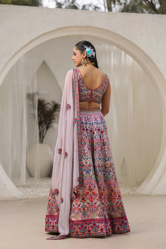 Traditional Print Lehanga with Fully embroidired Blouse & Dupatta