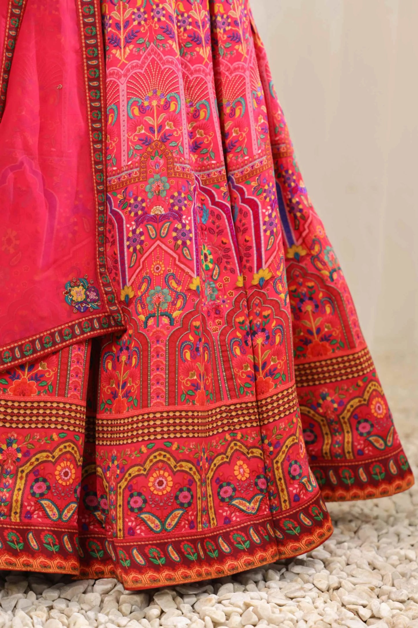 Rani ColourTraditional Print Lehanga with Fully embroidired Blouse & Dupatta