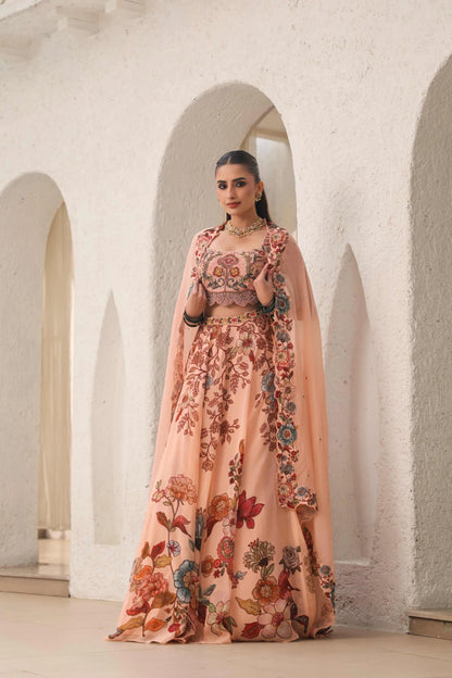 Floral Print Lehanga with Fully embroidired Blouse & Dupatta