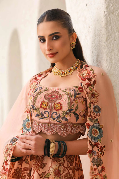 Floral Print Lehanga with Fully embroidired Blouse & Dupatta