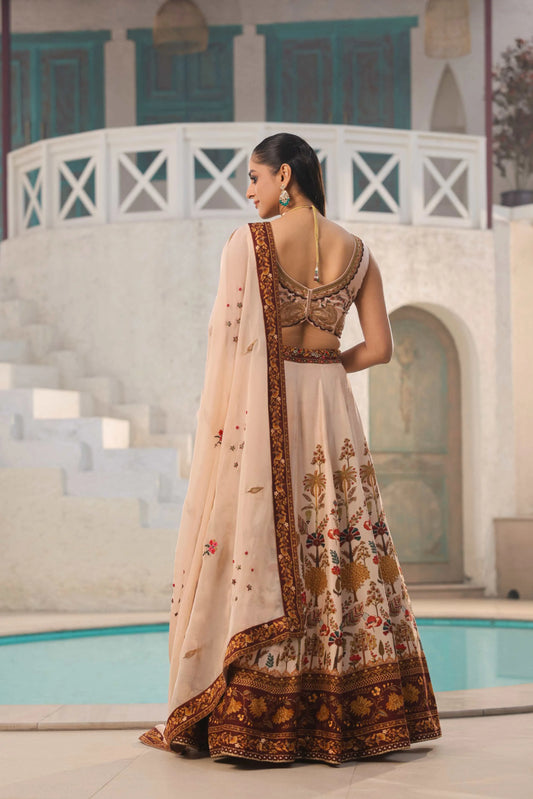 Traditional Print Lehanga with Fully embroidired Blouse & Dupatta