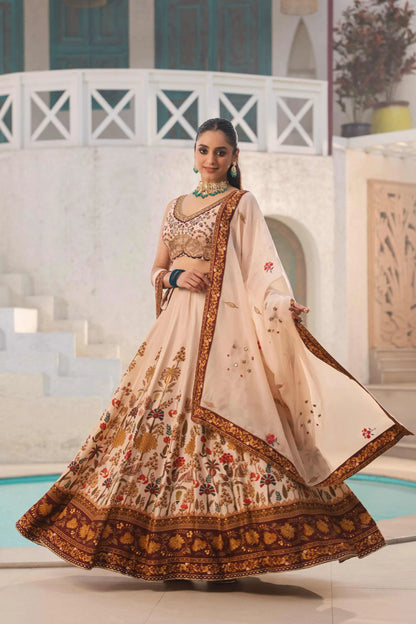 Traditional Print Lehanga with Fully embroidired Blouse & Dupatta