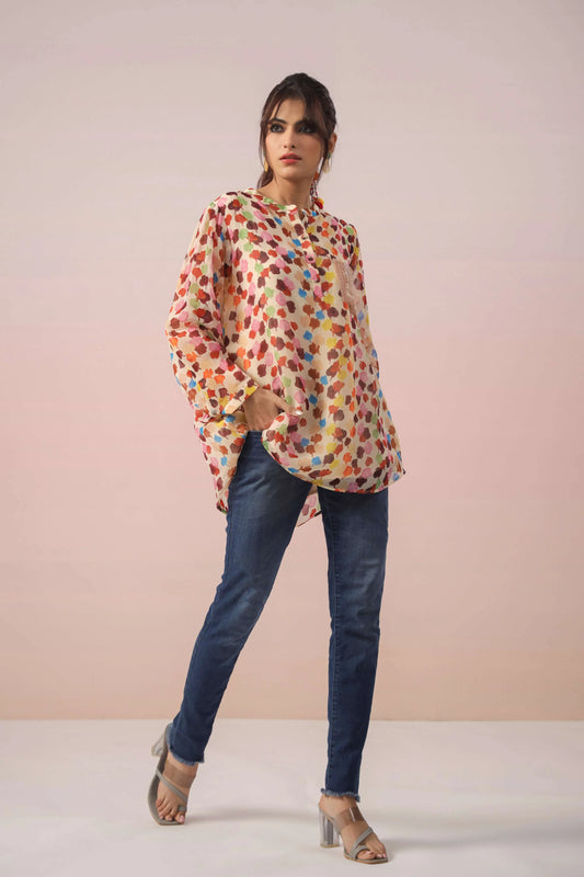 Printed Short Top with embellished Top