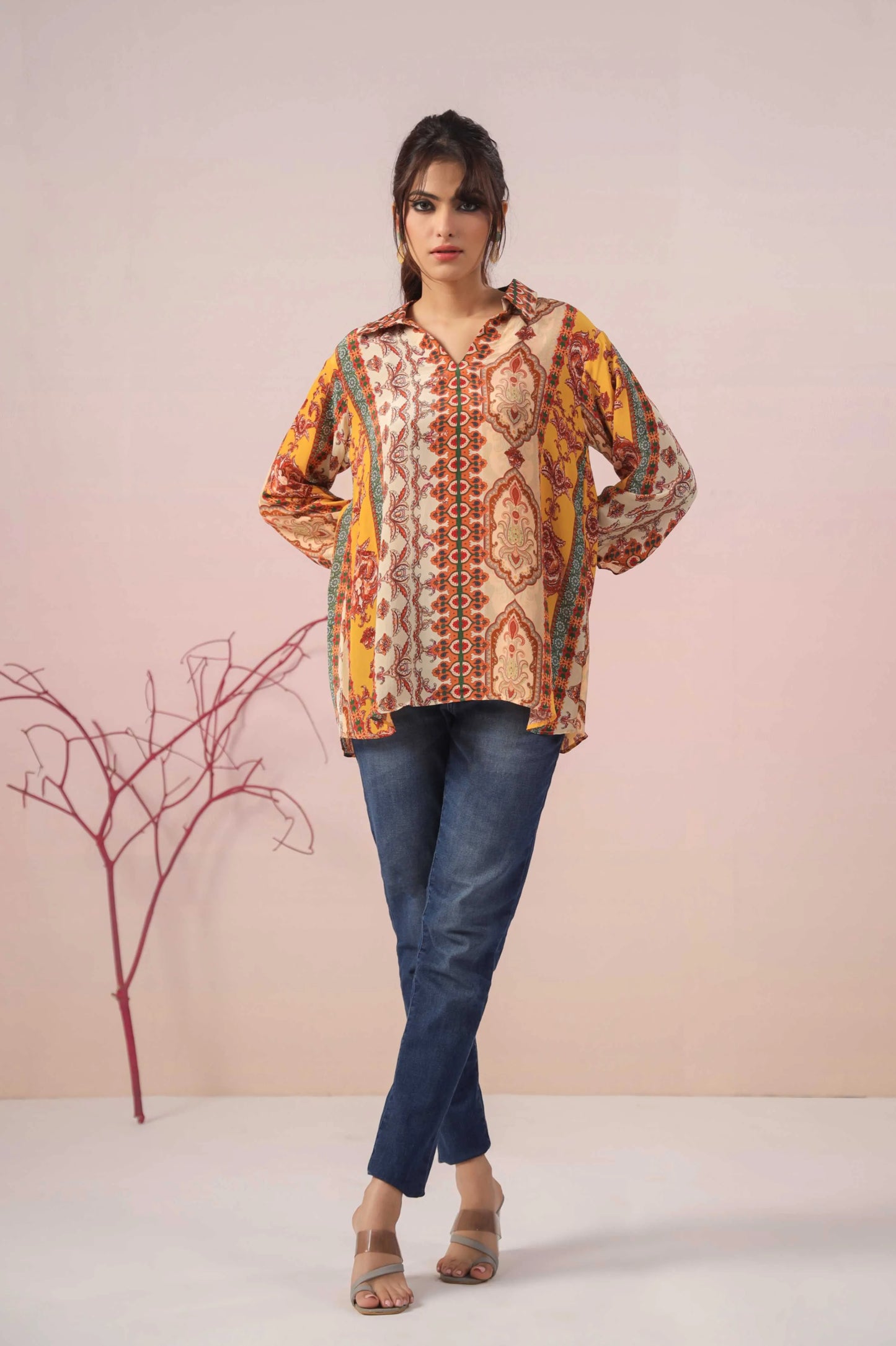 Traditioanl Print Short Top