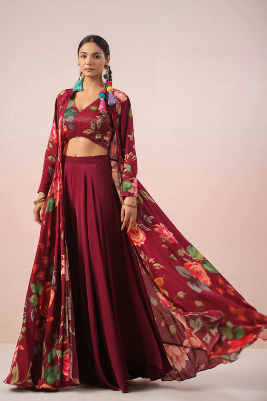 Full length Jacket Dress, Plazzo Pant and Sequinzed blouse