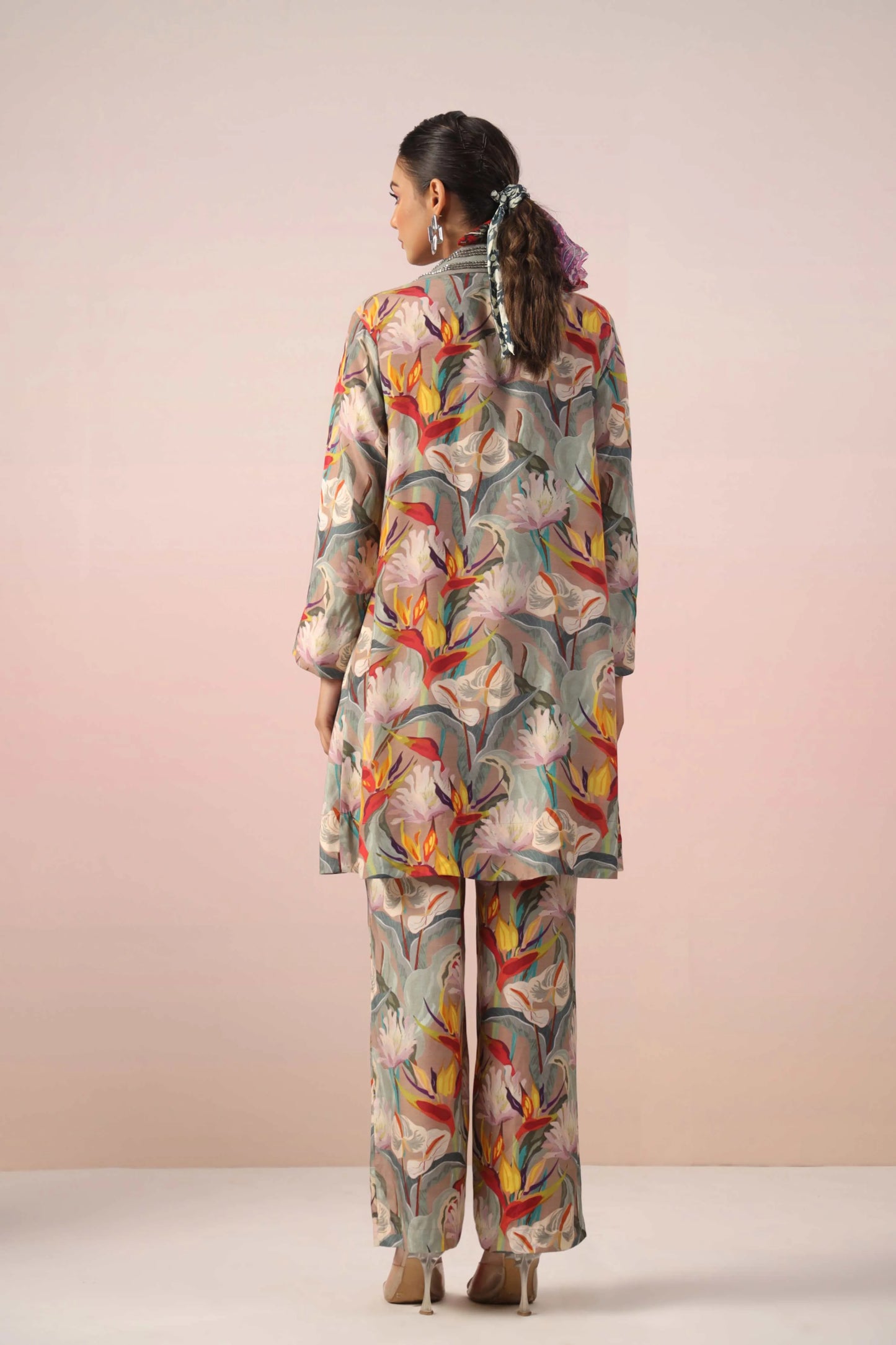 Printed Dress with Jacket and Embellishe Jacket