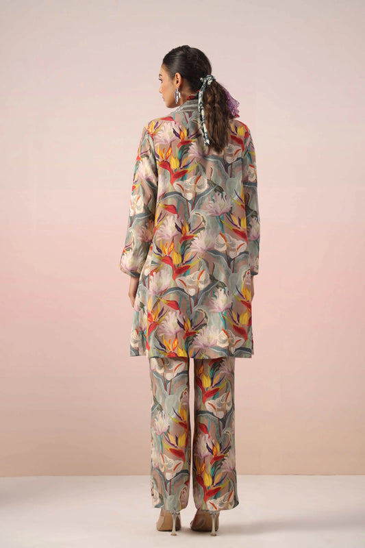 Printed Dress with Jacket and Embellishe Jacket